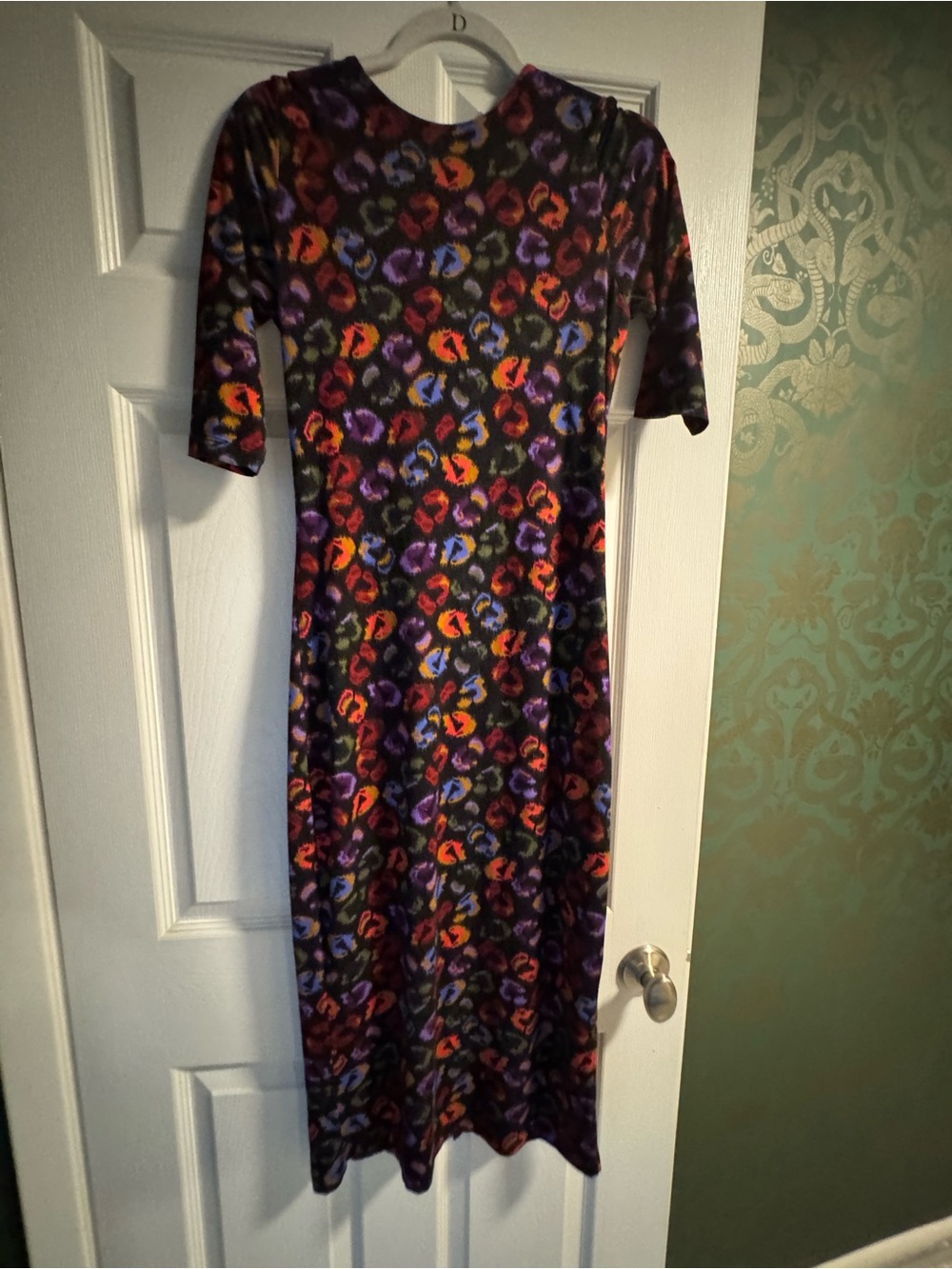 FARM Rio Fitted Jersey Sheath Midi Dress Leopard Print